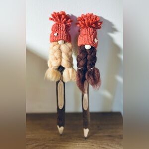 ❤️Handmade Wooden Gnome Pencils